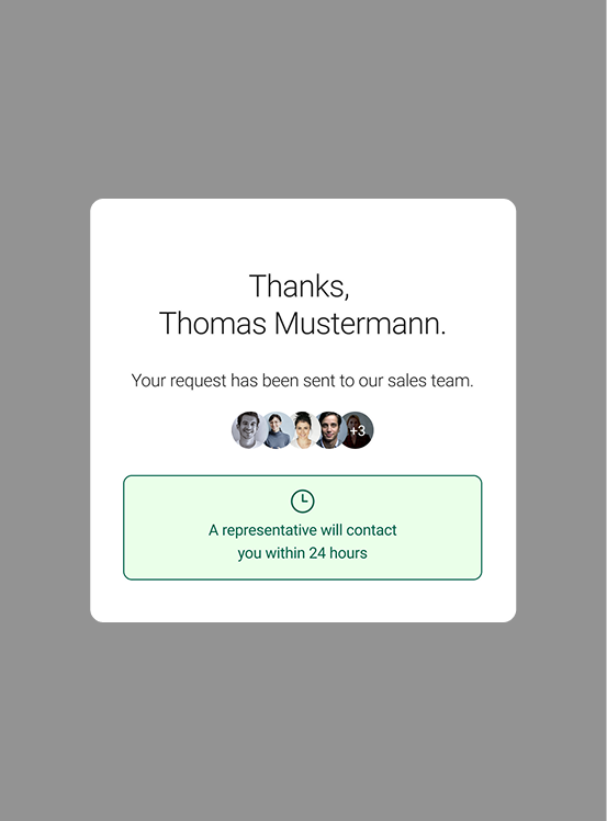 Sales landing page, mobile selection state